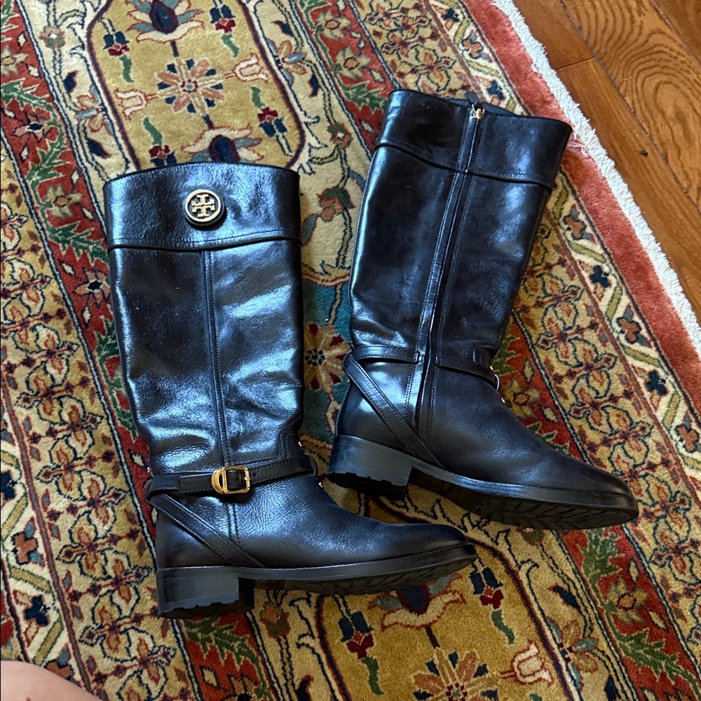 Tory Burch Black Leather Tall Boots